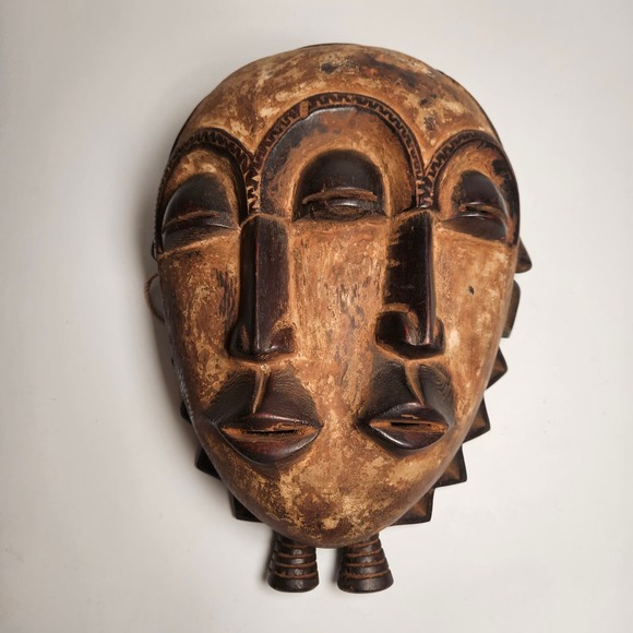 Lega Hand-Carved Vintage Wooden African Mask, Size 15"h - Picture 1 of 5